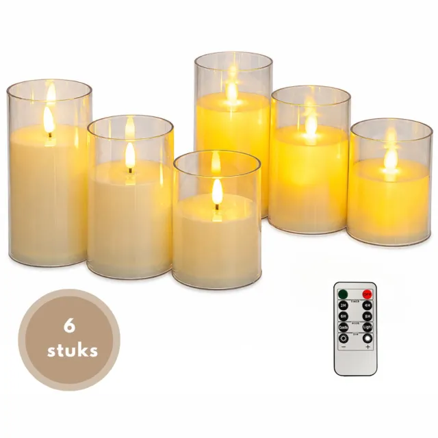 Livista LED Kaarsen – 6 Stuks – Elektrische Kaarsen met Afstandsbediening – Timer – Dimbaar – 3 Formaten Warm wit
