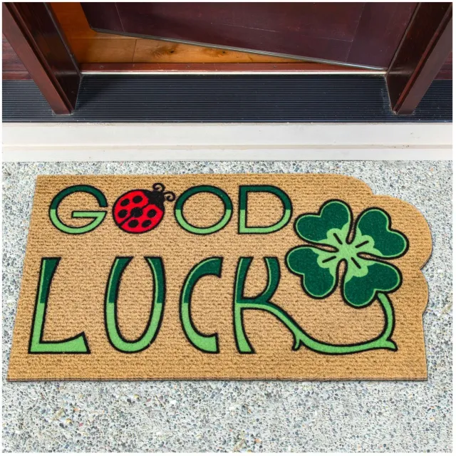 ANRO Good Luck Deurmat Beige 40x70 cm - Antislip - 3D-effect