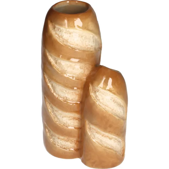 HD Collection Vaas Baguette Brood Bruin Beige Keramiek 14,8x11x25,5cm