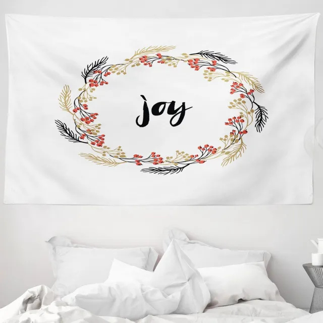 ABAKUHAUS Joy Wandtapijt, Kransen Vintage Design, 230 x 140 cm, Rood Lichtbruin, zwart, rood