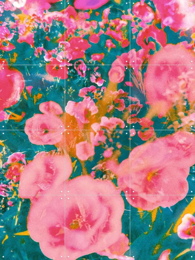 IXXI Blooming Impressions, Amber Lauder - 60 x 80 cm - Grote wanddecoratie en posters - Impressionisme, Kleurrijk, Digitale Kunst, Abstract Roze / Groen