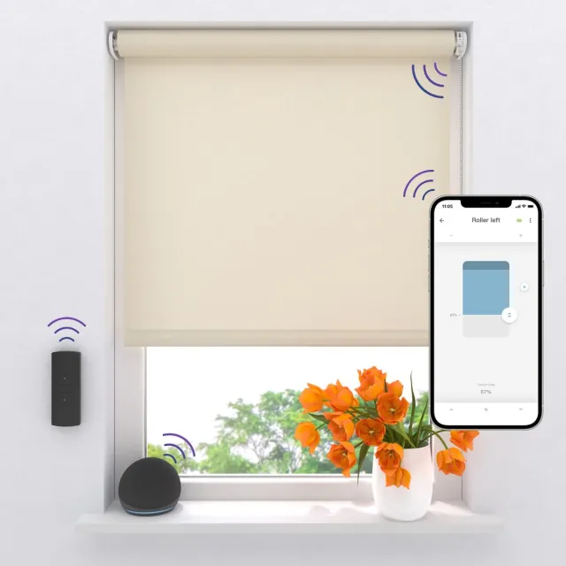 DTCH Elektrisch rolgordijn Lichtdoorlatend - Easy - Sand - 60 x 275 cm - Motionblinds CMD-03