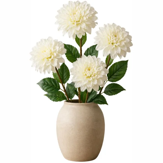 Mica Decorations Kunstbloem Dahlia Floristic - 4x - H75 cm - wit - kunststof - stelen kunstbloemen - boeket - bloemetjes