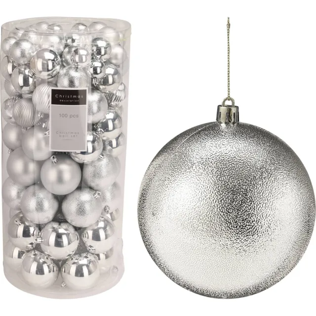 Home & Styling Collection KERSTBAL SET 100 ZILVER