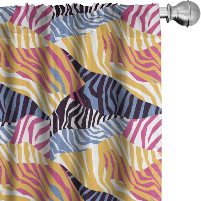 ABAKUHAUS Safari Gordijnen – Zebra Strepen – 2x75x175 cm – Multicolor Mehrfarbig