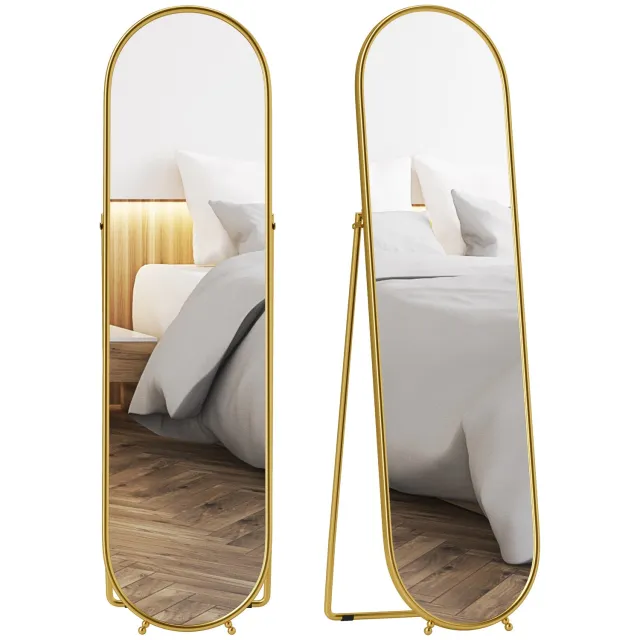 Homcom Full Length Mirror-Metall, Glas-50L x 4B x 180H cm-Gold Goud