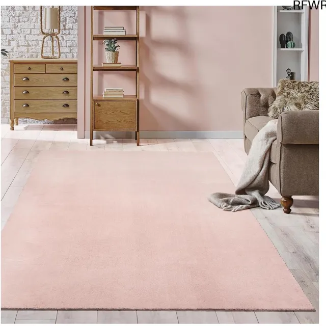 RFWR Moderne Pluizige Kortpolige Tapijt - Wasbaar, Antislip, Superzacht, Bontlook - 80 x 150 cm Blush