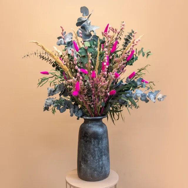 Roselin Deco Droogbloemen - boeket - Quinta - 70 cm - Eucalyptus boeket - Droogboeket - bladboeket Roze