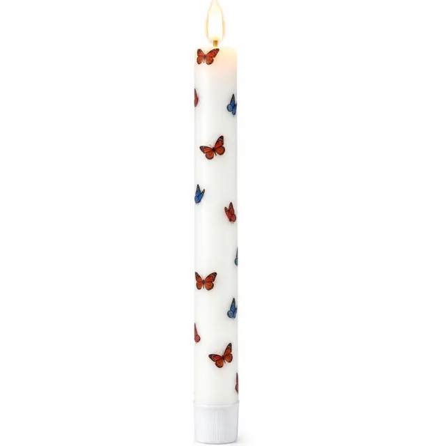 SWGOTA led kaarsen met vlinderpatroon - 3 stuks per doos - paraffine - slanke vorm - warm licht - bodemschakelaar en afstandsbediening Wit