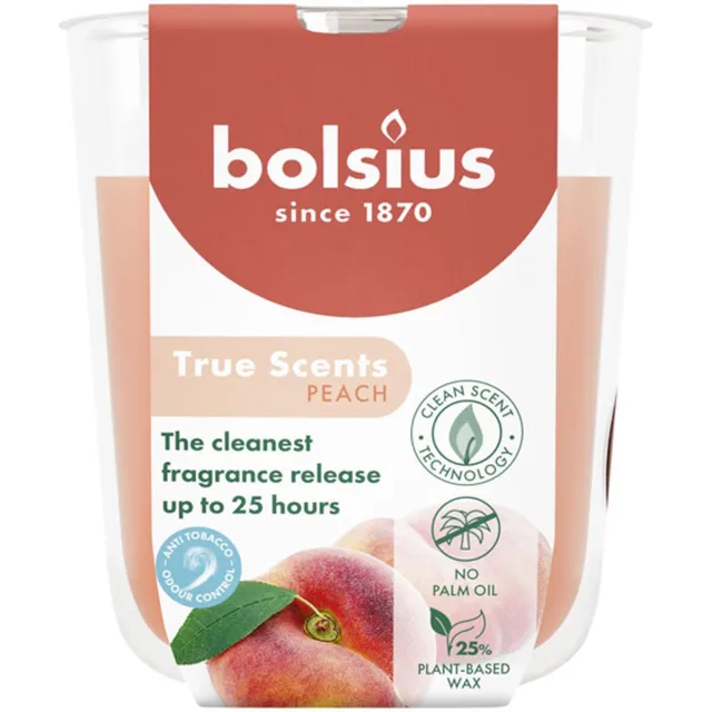 Bolsius 6 stuks Bolsius geurglas perzik - peach geurkaarsen 80/73 (25 uur) True Scents Abrikoos