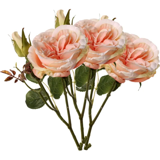 Top Art Kunstbloem roos Little Joy - 3x - roze - 38 cm - kunststof steel - decoratie bloemen