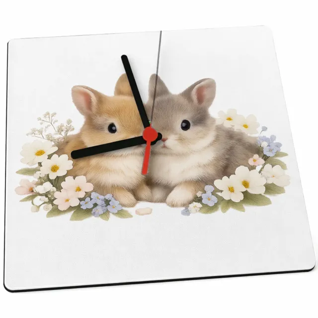 Mr Cadeautjes Klok 19 x 19 - design Een lieve, speelse productprint met een sterk centraal focus | cadeau Wit