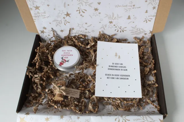 Sammies Giftboxes Brievenbus cadeau Een hele dikke Kerstzoen - cadeau kerst rood wit