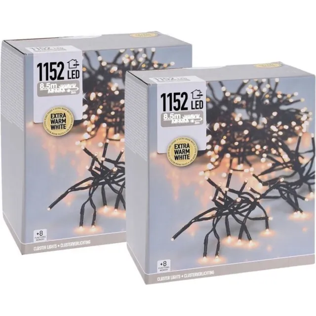 Ways Kerstverlichting - Clusterverlichting - 2 stuks - 1152 LED's - Lengte: 8.5 meter - Met app-bediening - Warm wit