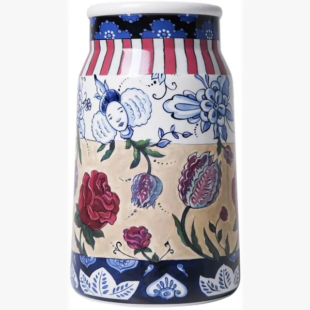 Heinen Delfts Blauw Melkbusvaas The Heritage Collection - Zeven Rozen - Keramiek - 25,5 cm Multicolor