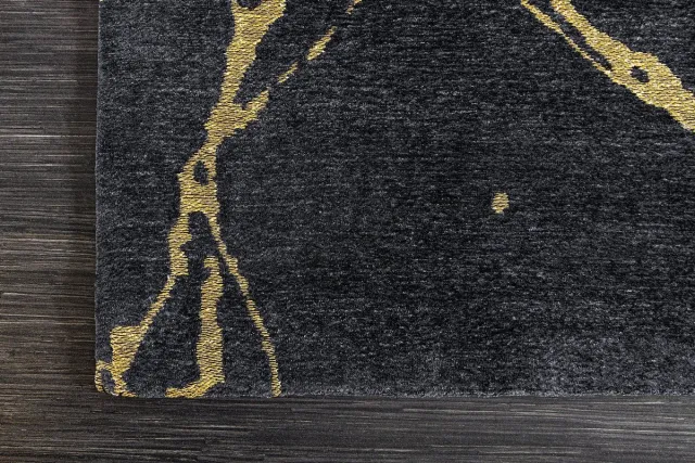 Invicta Interior Design Tapijt MARBLE zwart goud marmerlook flatweave - 43724 Zie omschrijving