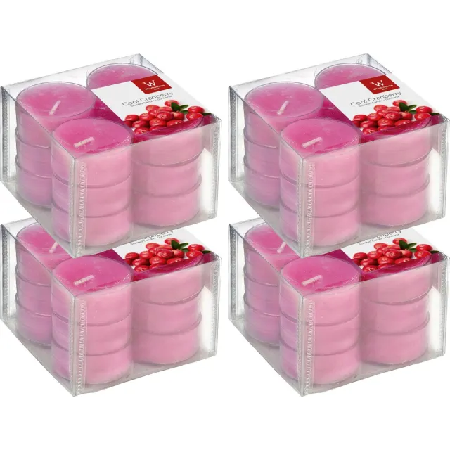 Trend Candles geurtheelichtjes/waxinelichtjes - 72x - cranberry geur - 4 branduren -transparante cup Roze