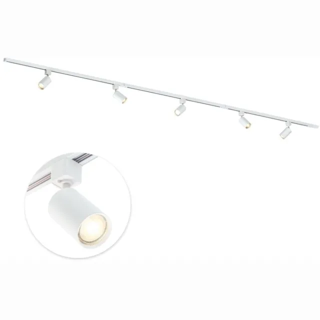 Qub Focus Railverlichting - Wit - 300 cm - I-Vorm - 5x GU10 Spots - Dimbaar - Complete Set 300cm - Wit - I vorm - 5x spots