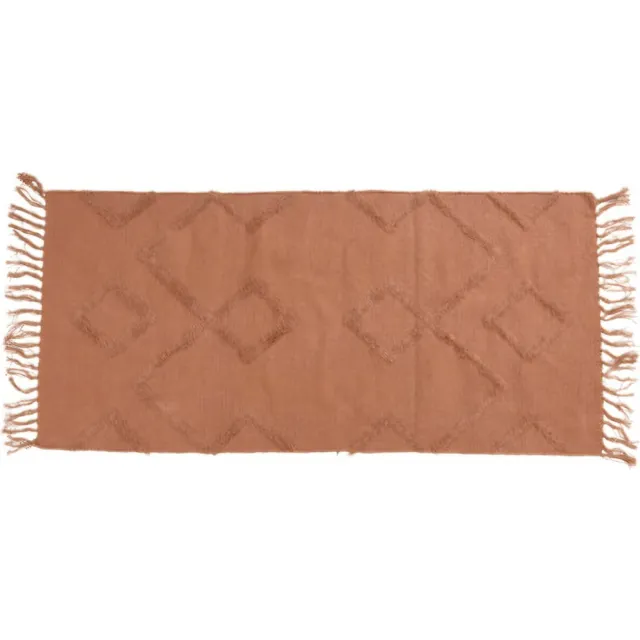 Home & Styling Collection Home Styling Collection - Vloerkleed - Katoenen tapijt met franjes, 70 x 140 cm Terracotta