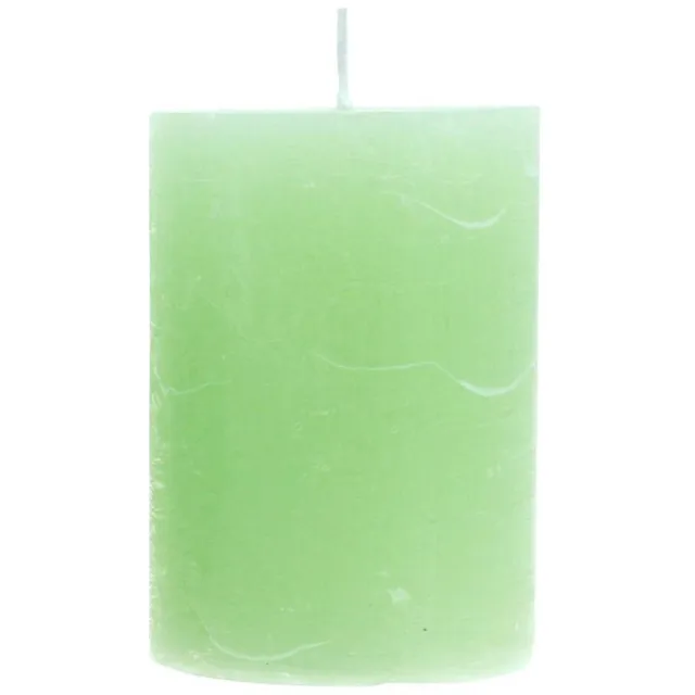 Viana Limegroene geverfde pilaarkaarsen, 70x100mm, set van 4, lange brandtij Groente