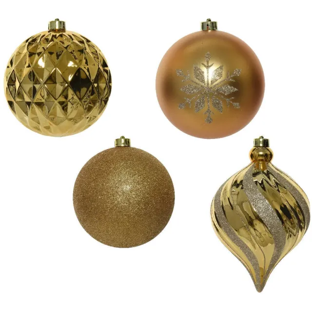 Decoris Kerstballen polystyreen licht goud/kleur(en) shiny matt glitter mix - 6 stuks (ø15 cm)