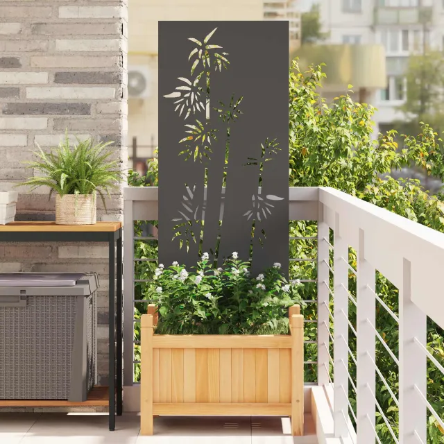 vidaXL Tuin Privacy Screen Bloemen Zwart 50 x 140 cm Koudgewalst staal