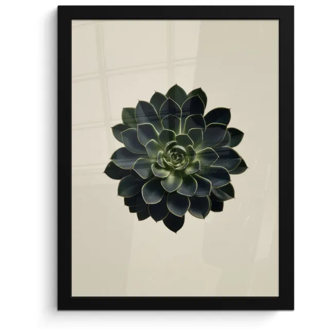 FrameYourWall Poster in lijst - Fotolijst 30x40 cm - Posters - Rozet - Cirkelvormig - Donkergroen - Posterlijst zwart - Decoratie - Wanddecoratie woonkamer - Muurdecoratie slaapkamer
