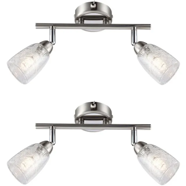 Globo Plafondlamp Spotlamp Woonkamerlamp 2 vlammen beweegbaar, chroom mat zilver, 2x G9 3W 300Lm warm wit, LxBxH 25x6x11cm, set van 2