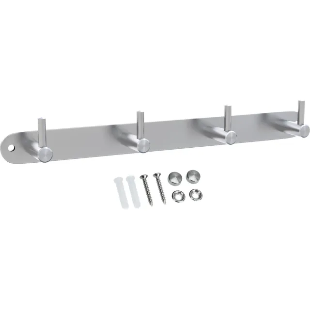 Intirilife roestvrijstalen kapstok model B - 4 haken - jashaken kapstok in 5 verschillende designs Zilver
