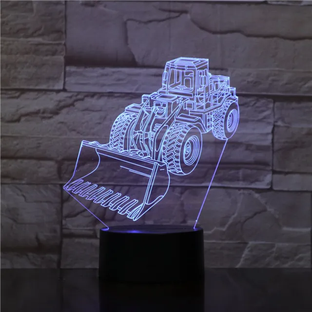 MC Living 3D Led Lamp Met Gravering - RGB 7 Kleuren - Bulldozer