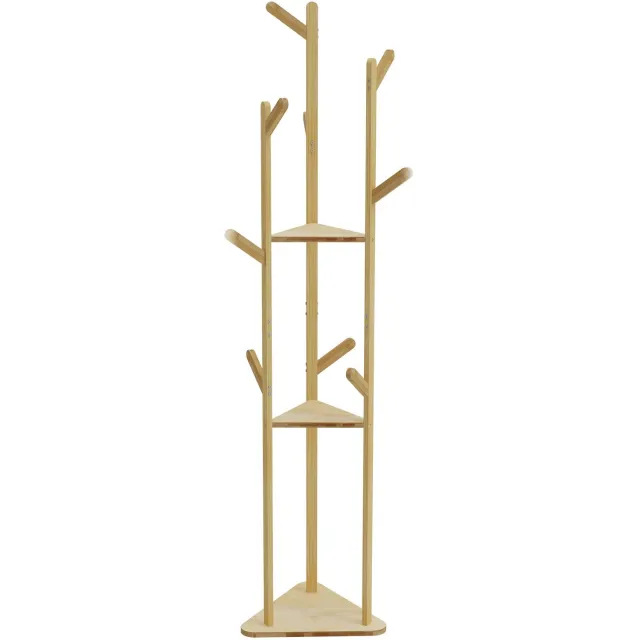 Sellino Kapstok - Kledingboom - Kledinghouder - Garderoberek - 167 cm Hoog - Naturel - Stabiele Voet - 9 Haken - Bamboerek Natural