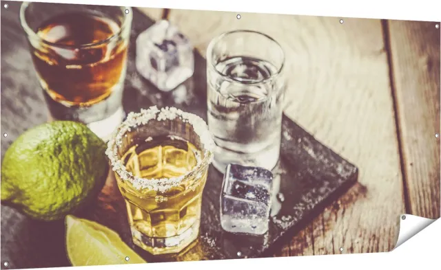 Gards Tuinposter Alcoholische Drankjes - Drank - 200x100 cm - Tuindoek - Tuindecoratie - Wanddecoratie buiten - Tuinschilderij Multikleur