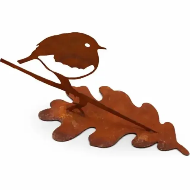 Iron Art vogel op blad ecoroest - tuindecoratie - ijzer - roest