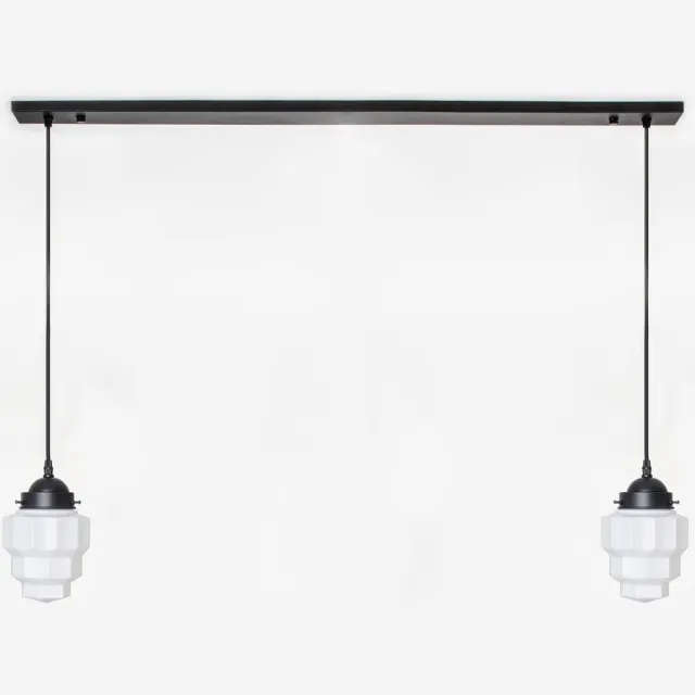 Coloured by Art 2 x Empire lampen aan plafondbalk Moonlight - Art Deco Trade Zwart