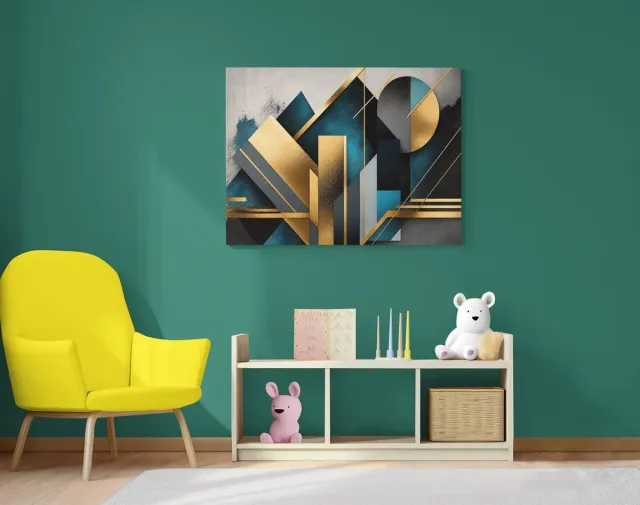 Trendex Global Modern Canvas Schilderij Abstracte Geometrie – Luxe Wanddecoratie 100x75 cm Kleurrijk
