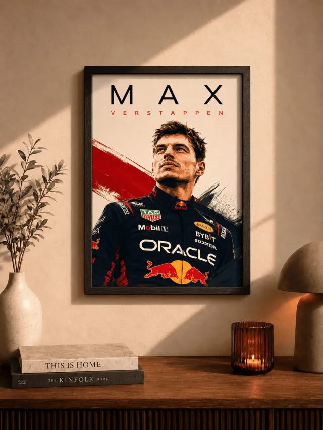 Joshimo Max Verstappen Art Poster | Formule 1 Kampioen | Inclusief Zwarte A3 Lijst