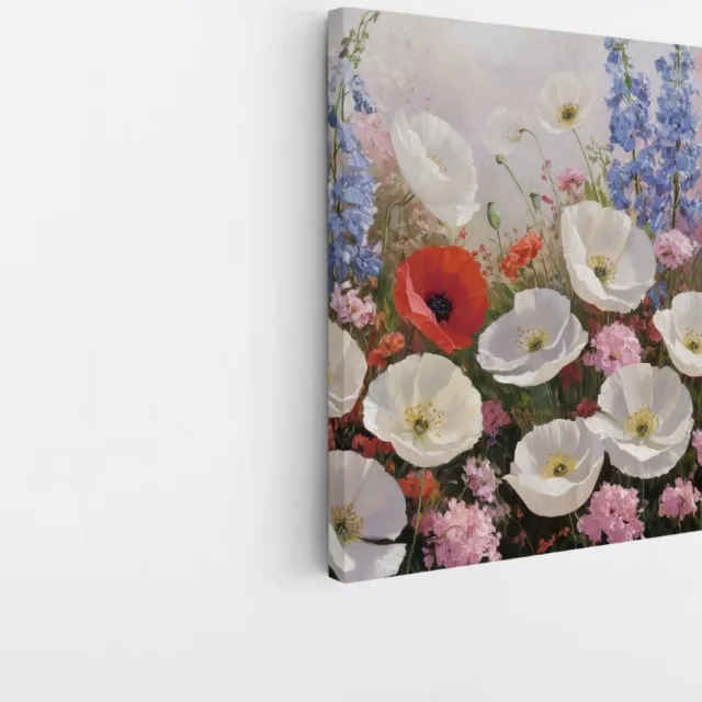 Saammp Canvas Schilderij - Kleurrijk - Abstract - Bloemen - Natuur - 30x30 - Foto op canvas - Wanddecoratie - Muurdecoratie Woonkamer - Kantoor Decoratie Multicolor
