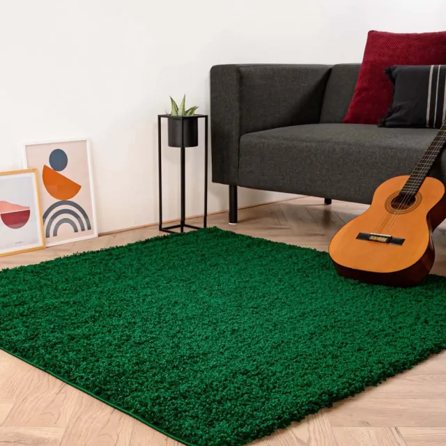 Tapeso Vierkant hoogpolig vloerkleed - Shaggy Trend jade 100x100
