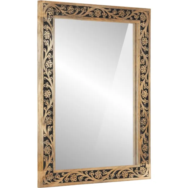 vidaXL Badkamerspiegel 50x70x2,5 cm massief mangohout en glas Bruin