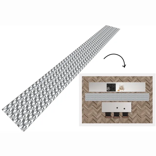 KitchenYeah Keukenloper - Keukenmat - Patronen - Blokken - 3D - 400x50 cm - Keuken vloerkleed Multicolor
