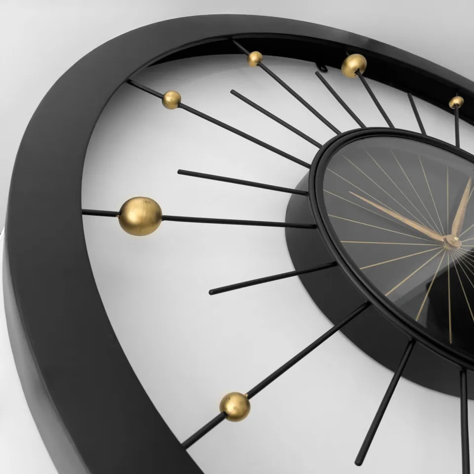 Wandklok 90cm-Geruisloos-Zwart-Metaal-NeXtime 'Orbit Large', foto 5