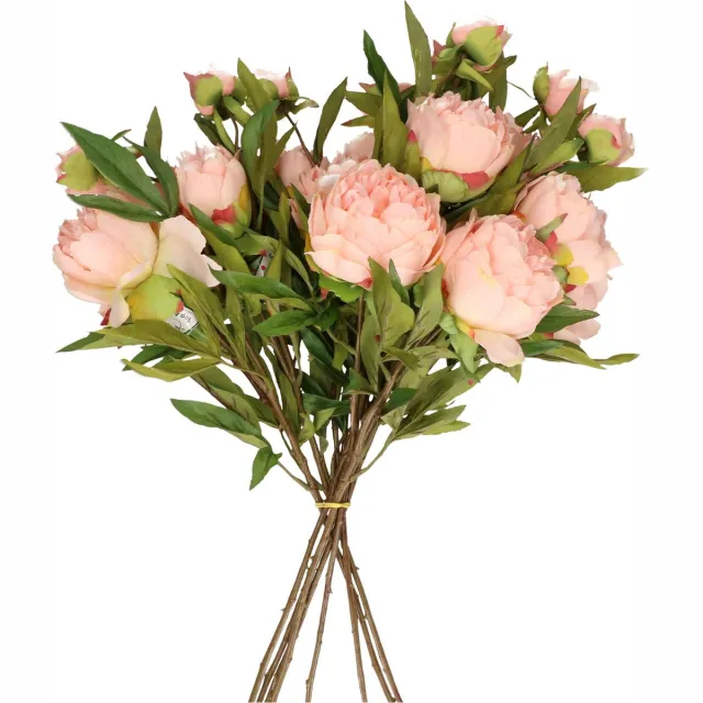 Top Art Topart Kunstbloemen boeket pioenroos Spring Dream - licht roze - 73 cm - kunststof steel - decoratie Lichtroze