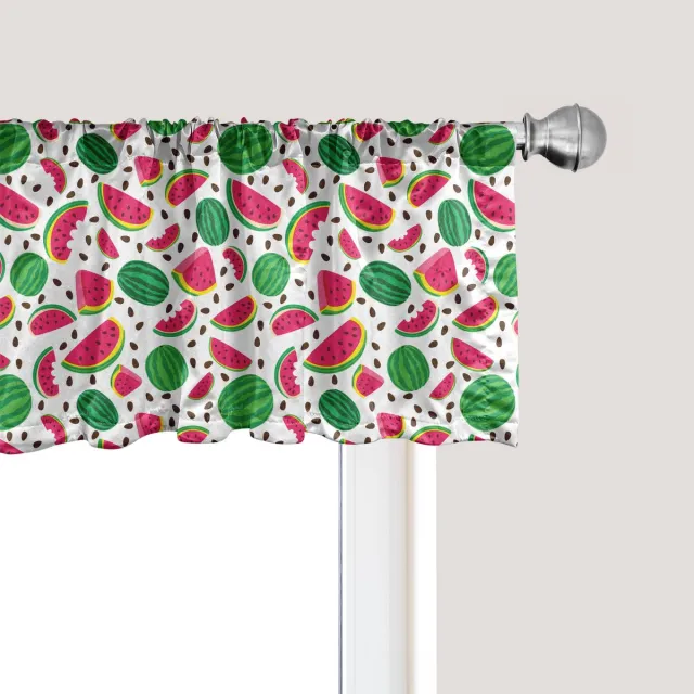 ABAKUHAUS Fruit Raamvalletje, Gordijnvalletje voor Keuken en Slaapkamer met Tunnelzoom, 137 cm x 30 cm, Wit Roze en Groen Wit, roze en groen