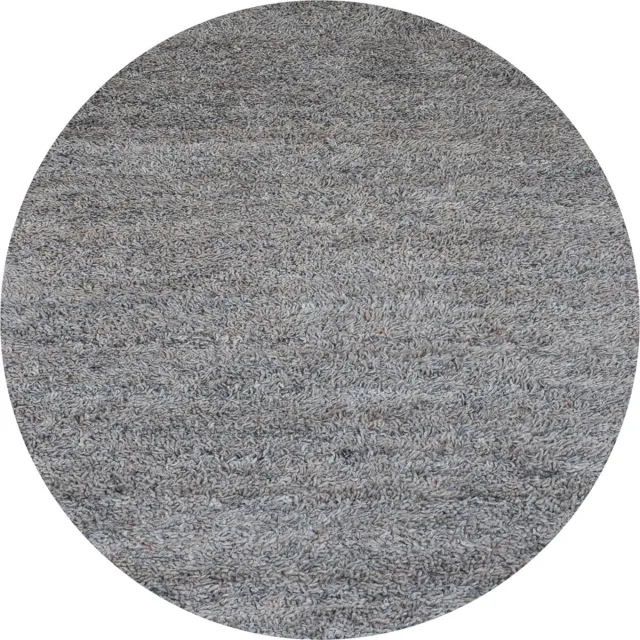 Veer Carpets Vloerkleed Berbero Pelosa Grey 834 - ø160 cm - Wol Hoogpolig Vloerkleed – Japandi / Tijdloos Design Grijs