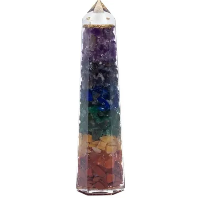 Mani Bhadra Orgoniet 7 chakra obelisk Meerkleurig