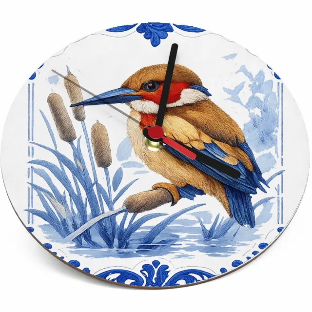 Mr Cadeautjes Klok rond Ø 19 - design Elegante zeedier-illustratie met porseleinen rand | cadeau Wit