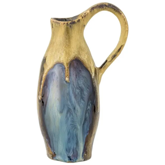 Bloomingville Vaas Jenkins – blauw/goud – 20 cm [gid://shopify/Metaobject/303390916943,gid://shopify/Metaobject/303390884175]