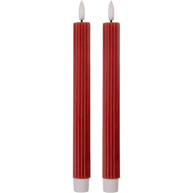 Clayre & Eef LED Dinerkaarsen set van 2 Ø 2x25 cm Rood Wax