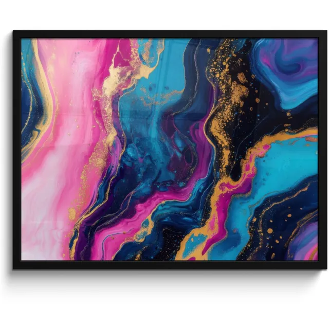 FrameYourWall Poster in lijst - Fotolijst 70x50 cm - Posters - Marmer - Modern - Goud - Posterlijst zwart - Decoratie - Wanddecoratie woonkamer - Muurdecoratie slaapkamer Marmer - Modern 1