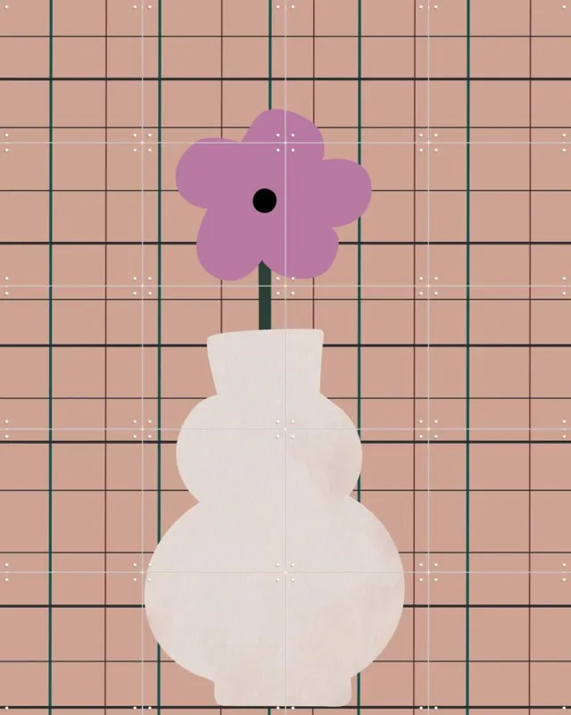 IXXI Tiny Bouquet, Little Otja - 80 x 100 cm - Grote wanddecoratie en posters - Abstract, Grafisch Ontwerp, Minimalisme, Illustraties, Geometrische Roze / Paars